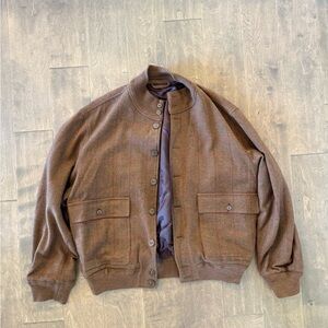 Valstar Tweed Herringbone Bomber Jacket